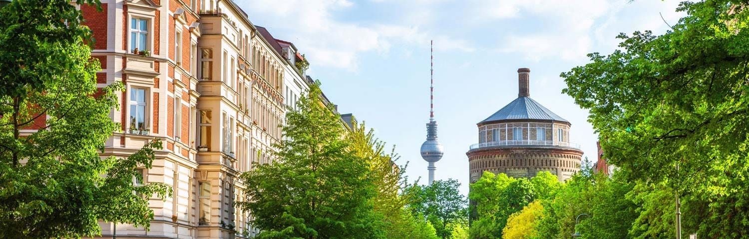 View down a residential street in Germany.