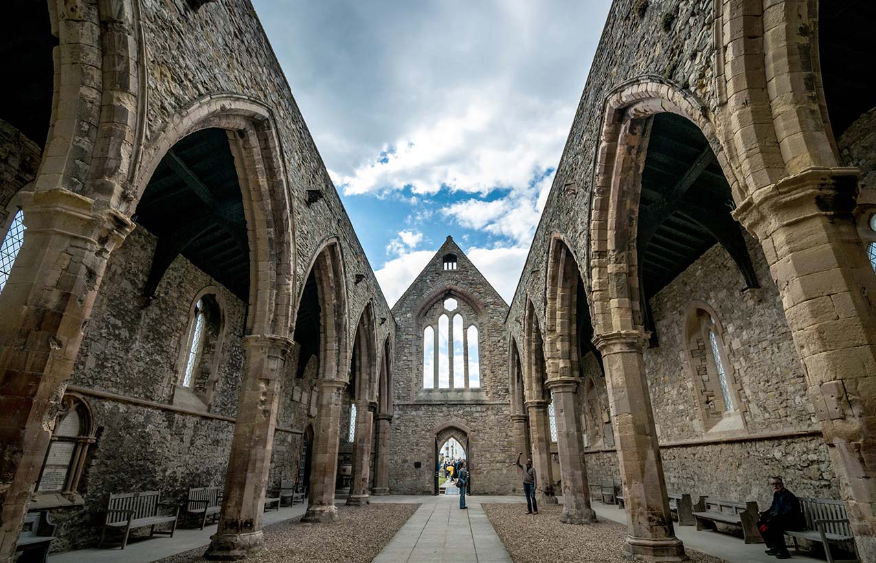Interior fish-eye view of the Royal Garrison Church, Portsmouth, Hampshire, England