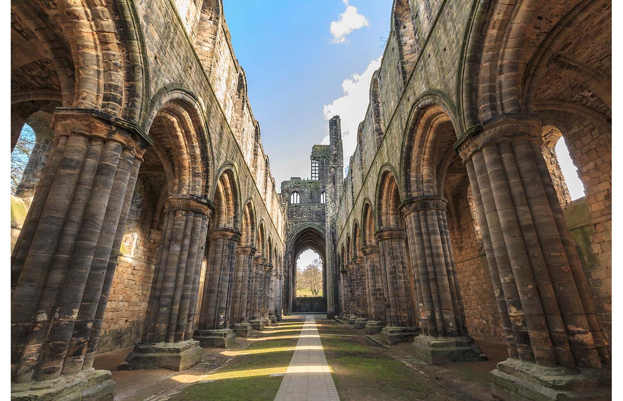 view from inside the ruins of Kirkstall Abbey, Leeds