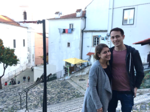 Carolin with her partner in Lisbon