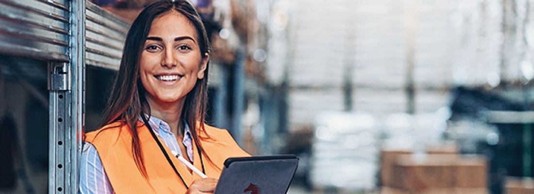 woman working in a storage facility