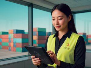 A member of the Santa Fe Relocation team checking the shipping schedule of the latest international relocations.